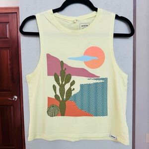 Prana Women's Light Yellow Desert Graphic Muscle Tee